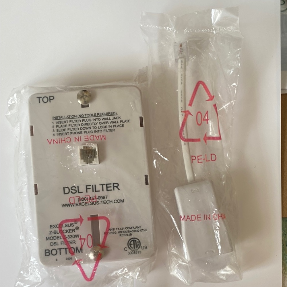 Excelsus DSL Filter Z-blocker Model Z-330w Wall Mount Phone Plus Adapter new